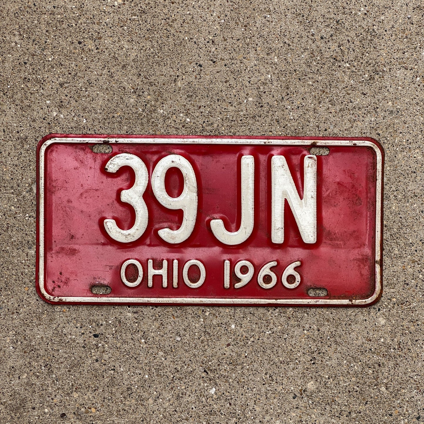 Photo of a 1966 Ohio License Plate Auto Tag Garage Decor Vintage 39 JN