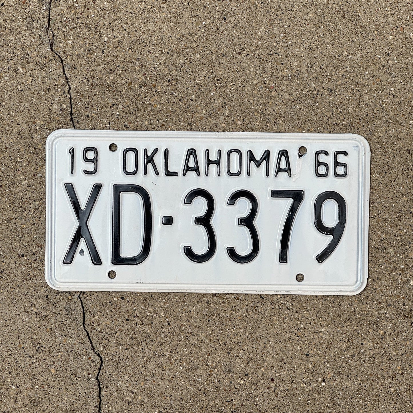 Photo of a 1966 Oklahoma License Plate Auto Tag Garage Decor Vintage XD 3379