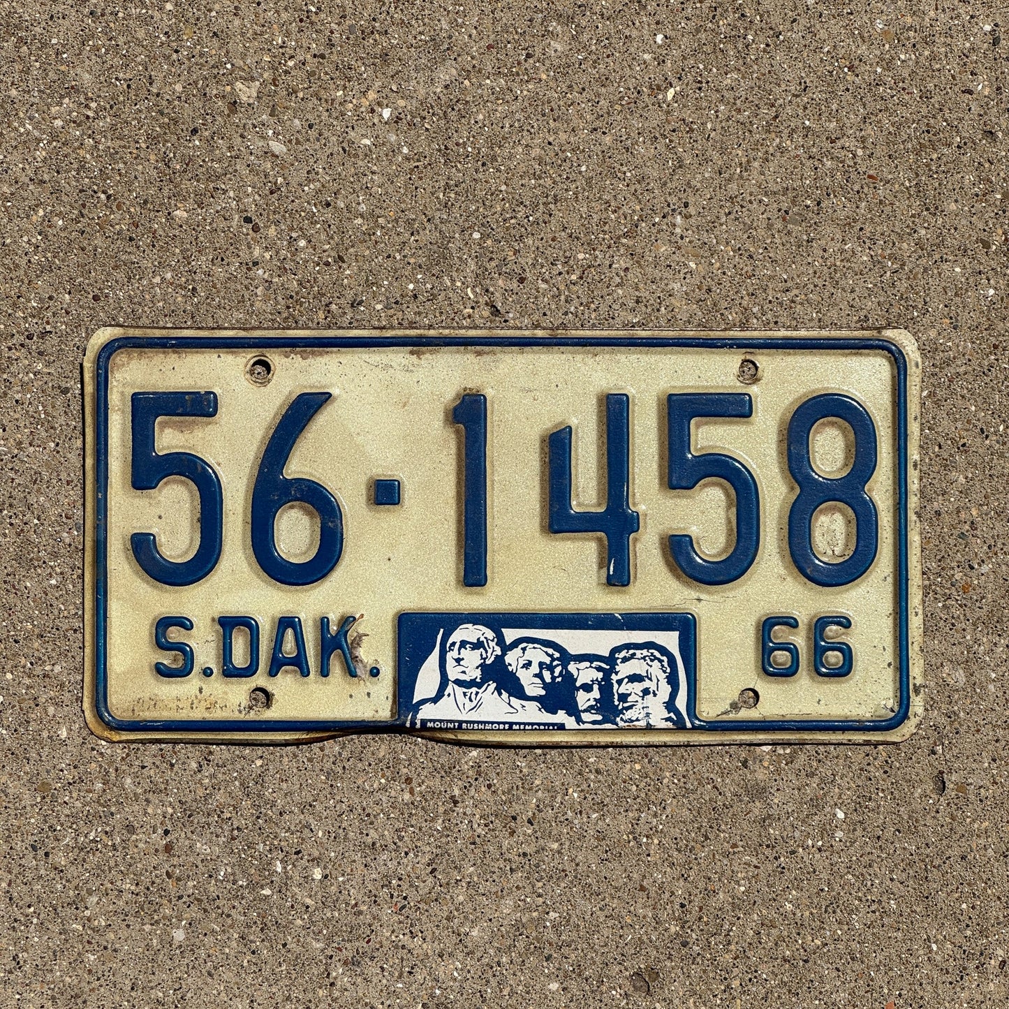 Photo of a 1966 South Dakota License Plate Auto Tag Garage Decor Vintage Sanborn 56 1458