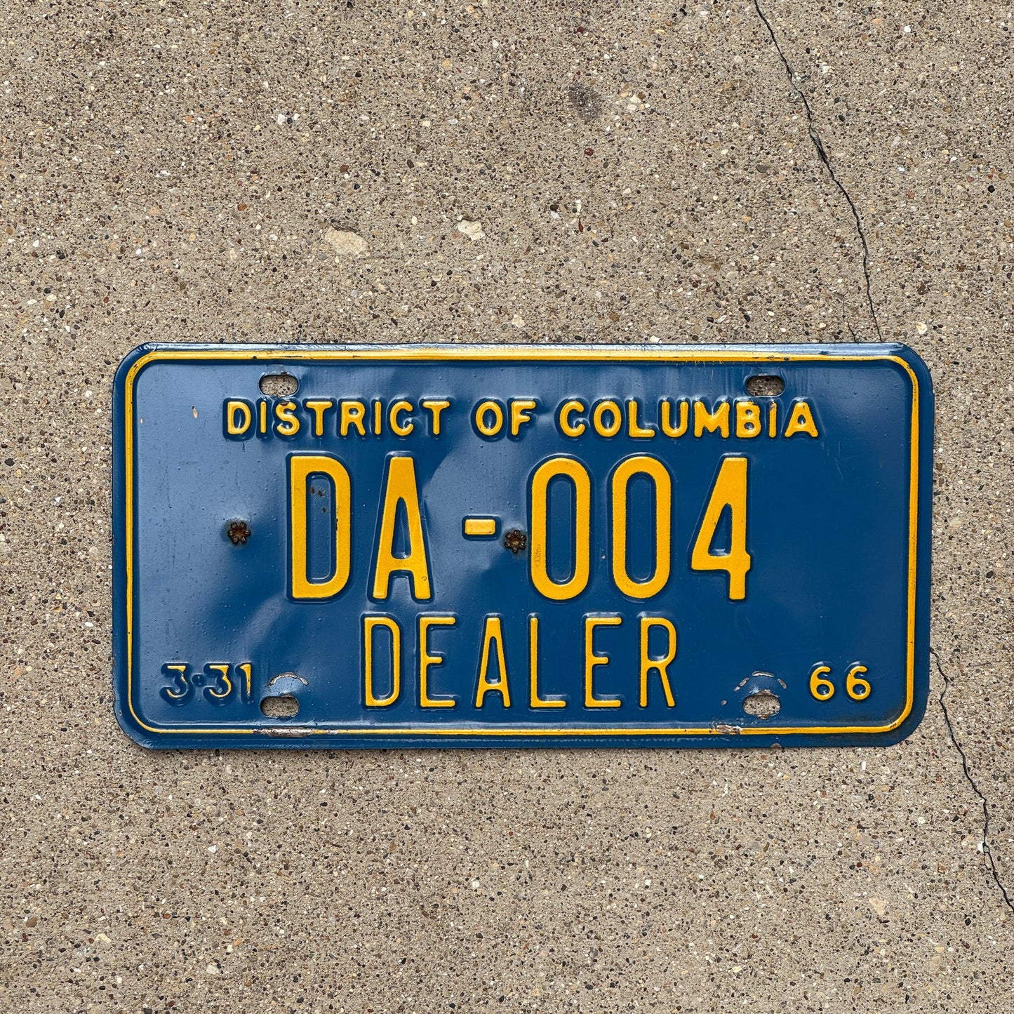 Photo of a 1966 Washington DC Dealer License Plate Auto Tag Garage Decor Vintage DA 004
