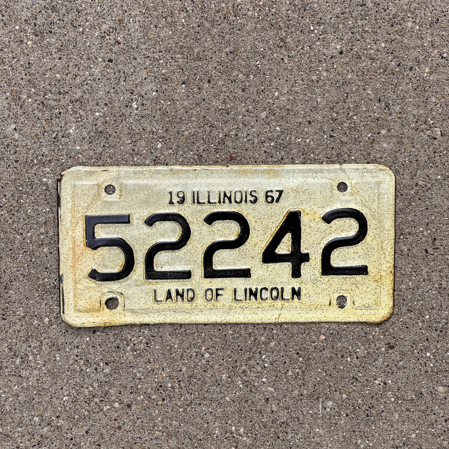 Photo of a 1967 Illinois Motorcycle License Plate Auto Tag Garage Decor Vintage 52242