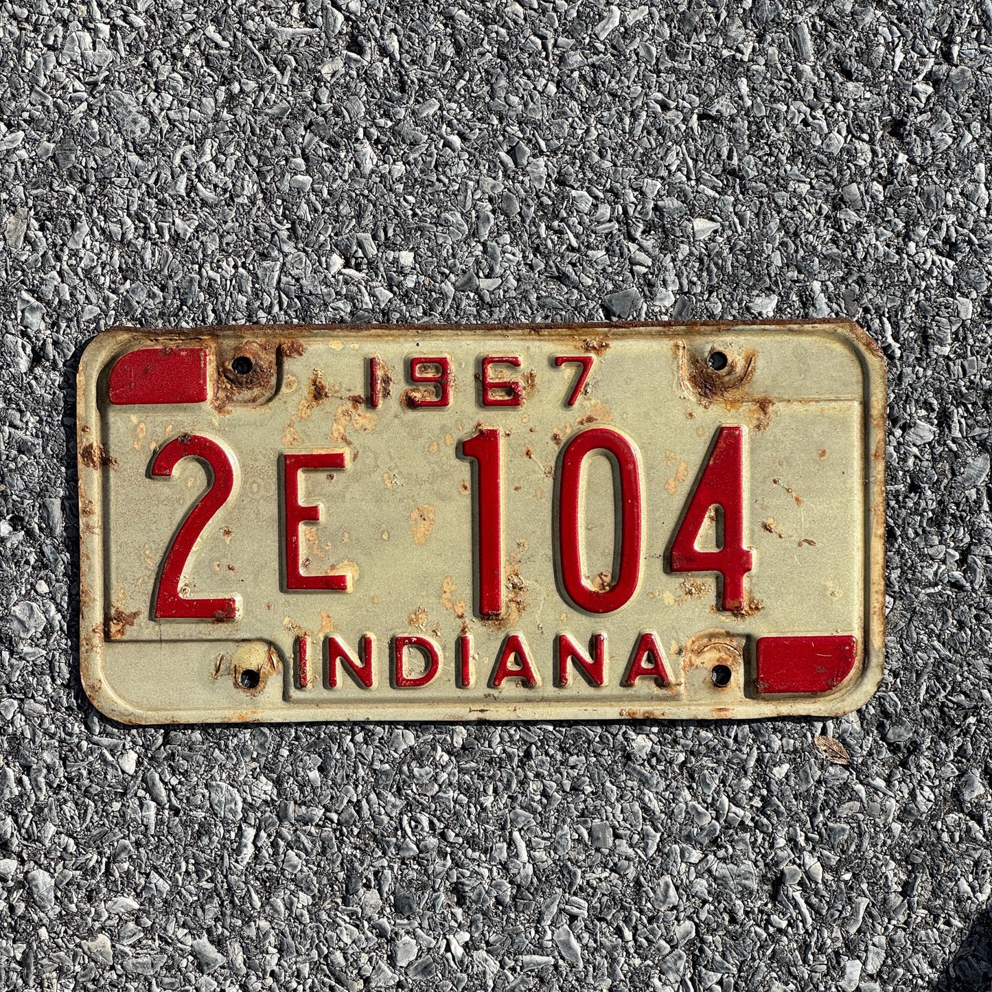 Photo of a 1967 Indiana License Plate Auto Tag Garage Decor Vintage 2E 104