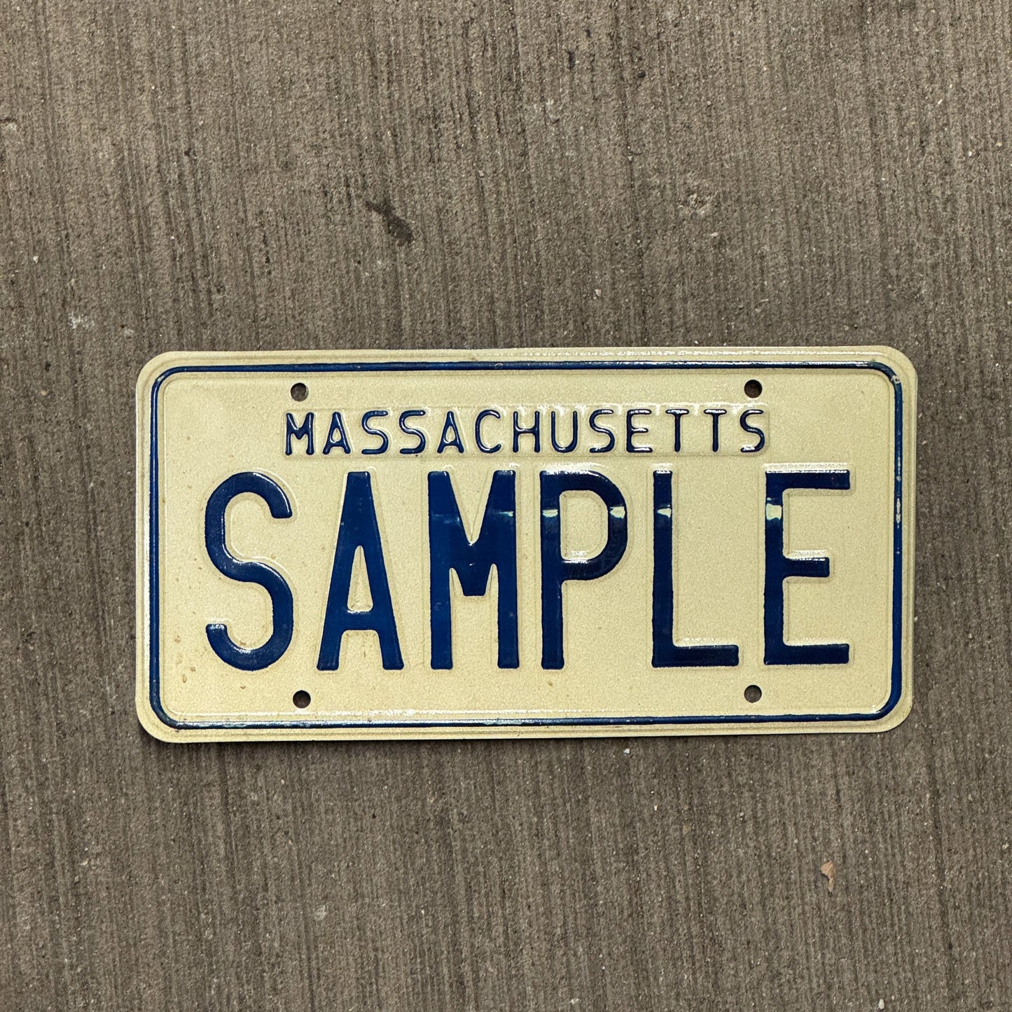 Photo of a 1967 Massachusetts SAMPLE License Plate Auto Tag Garage Decor Vintage SAMPLE