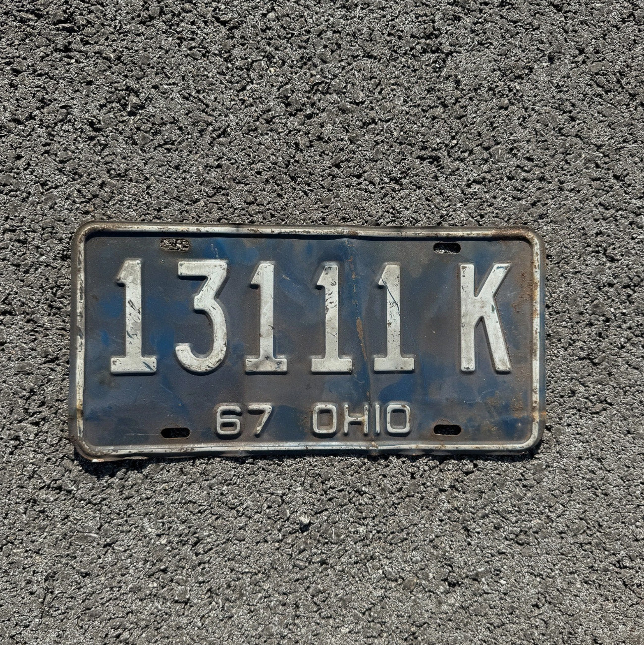 Photo of a 1967 Ohio License Plate Auto Tag Garage Decor Vintage Repeat Repeating 13 111 K