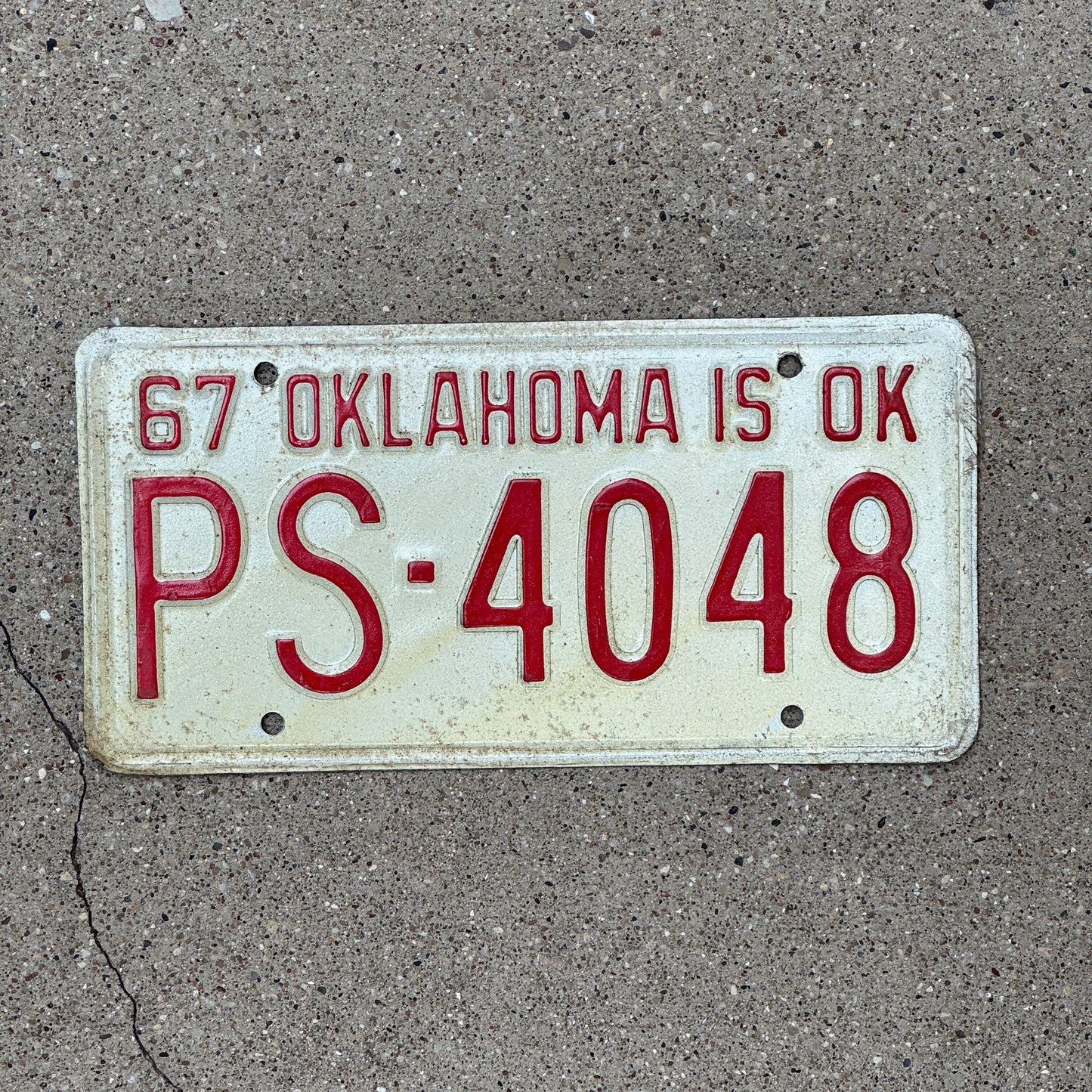 Photo of a 1967 Oklahoma License Plate Auto Tag Garage Decor Vintage PS 4048