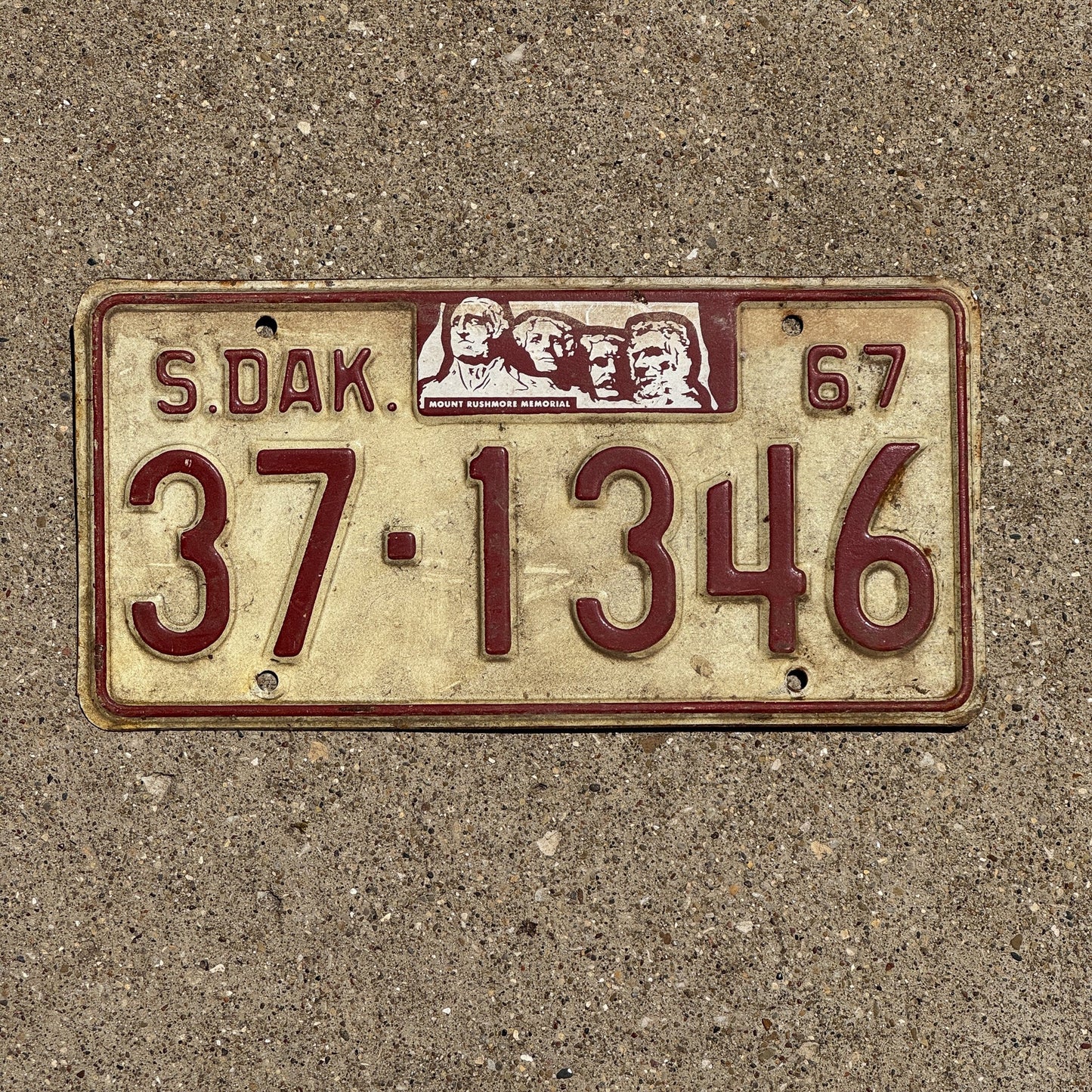 Photo of a 1967 South Dakota License Plate Auto Tag Garage Decor Vintage Hutchinson 37 1346