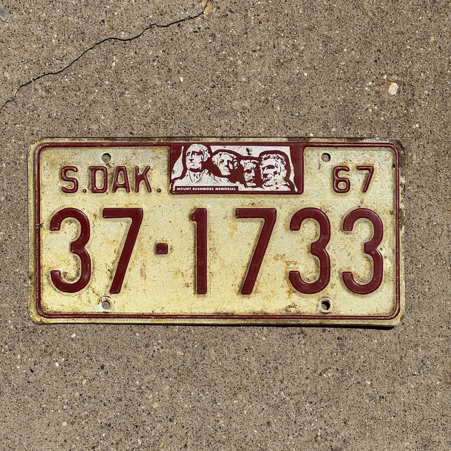 Photo of a 1967 South Dakota License Plate Auto Tag Garage Decor Vintage Hutchinson 37 1733