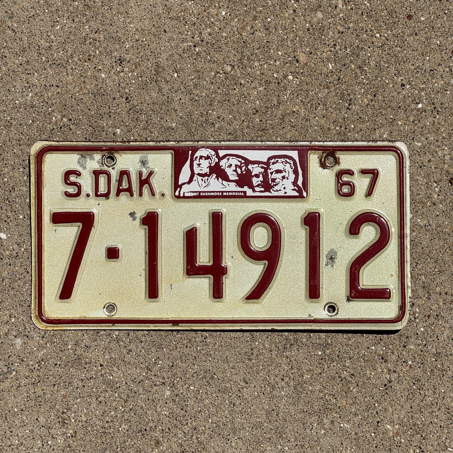Photo of a 1967 South Dakota License Plate Auto Tag Garage Decor Vintage Yankton 7 14912
