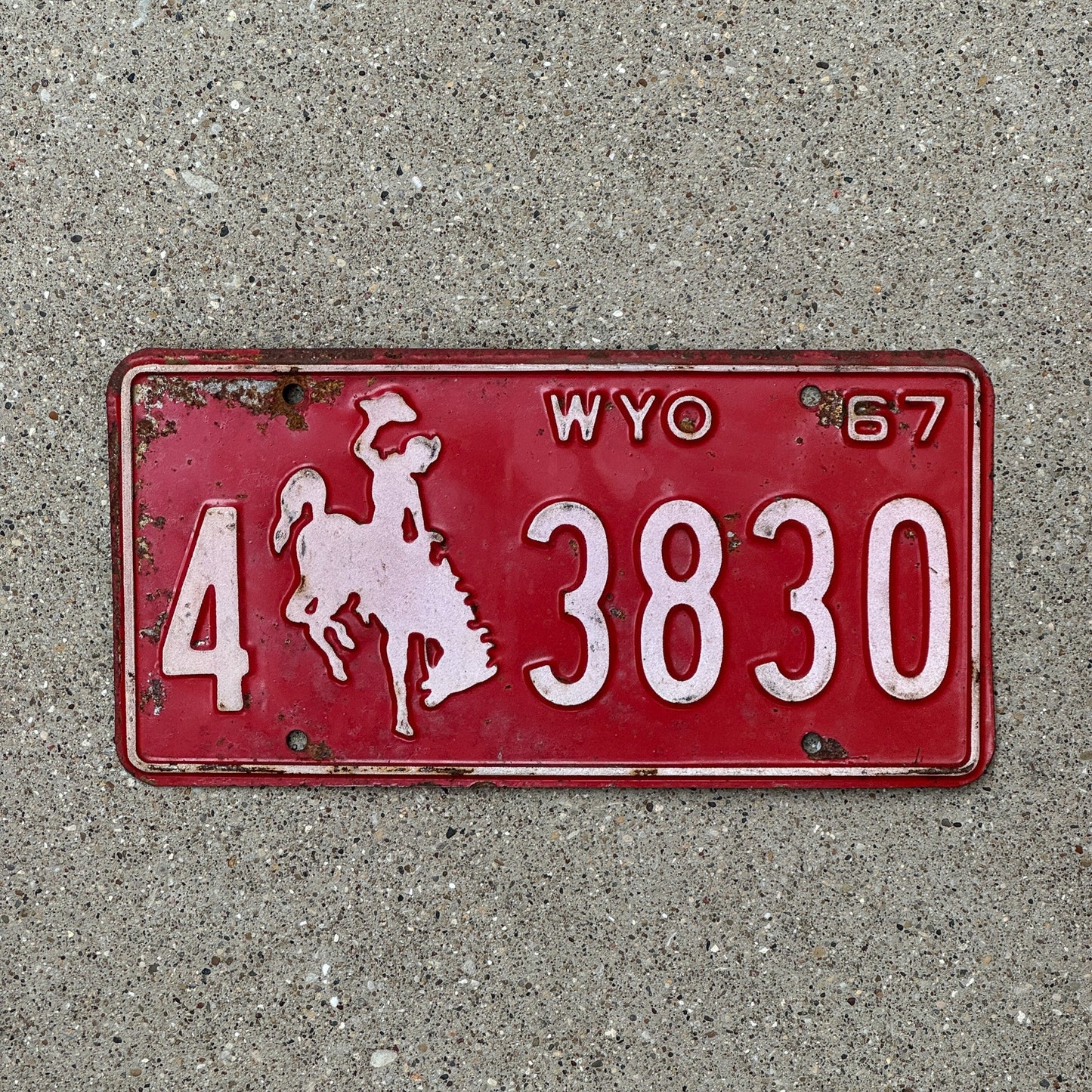 Photo of a 1967 Wyoming License Plate Auto Tag Garage Decor Vintage Bronco 4 3830