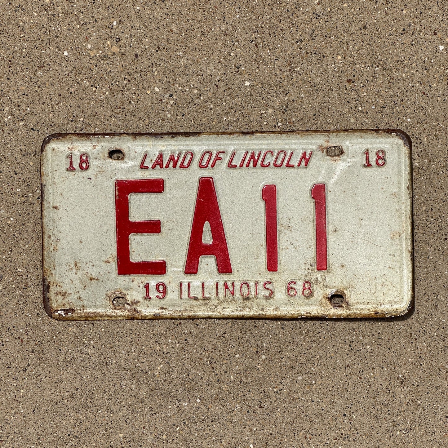 Photo of a 1968 Illinois License Plate Auto Tag Garage Decor Vintage EA 11