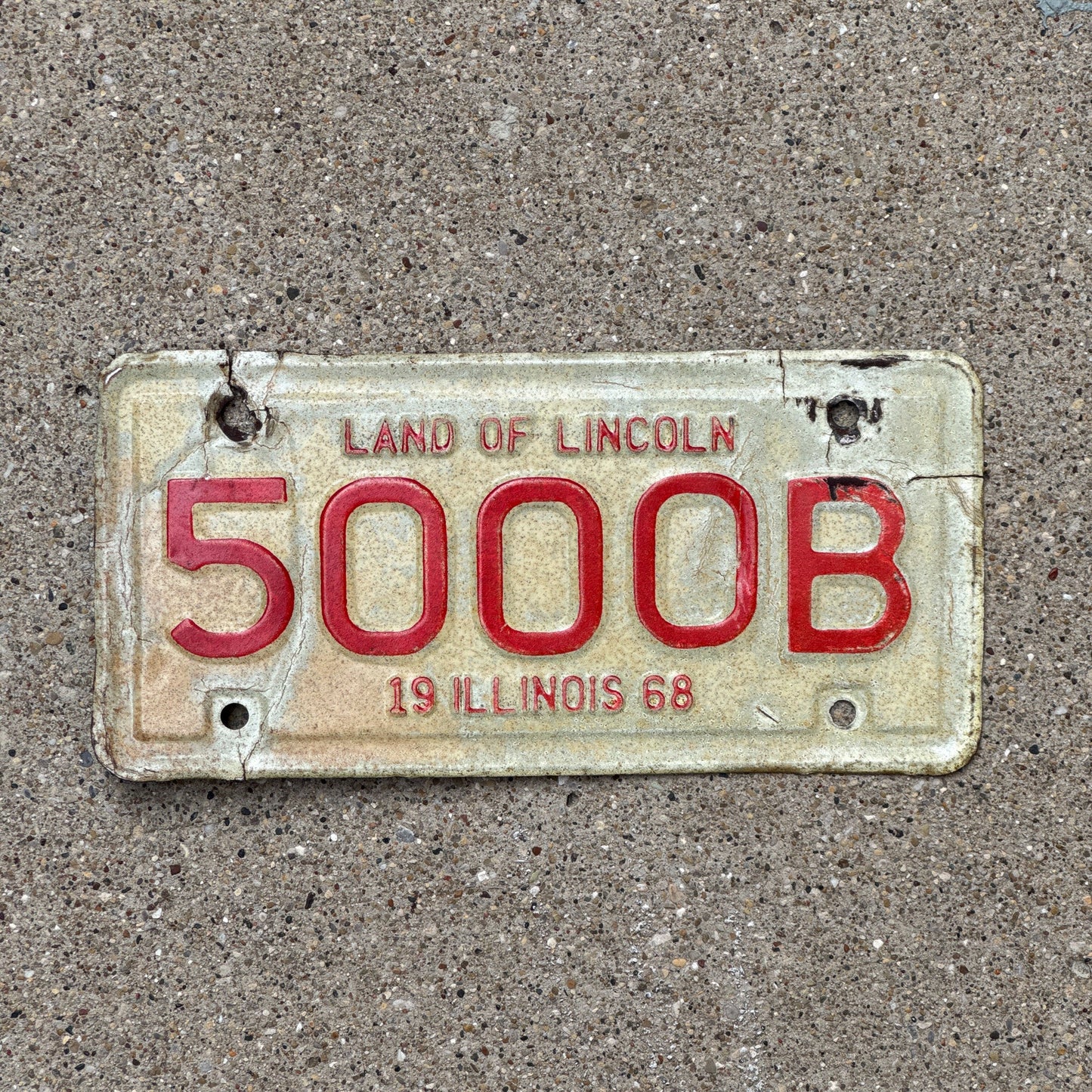 Photo of a 1968 Illinois Moped License Plate Auto Tag Garage Decor Vintage First Year of Type 5000 B