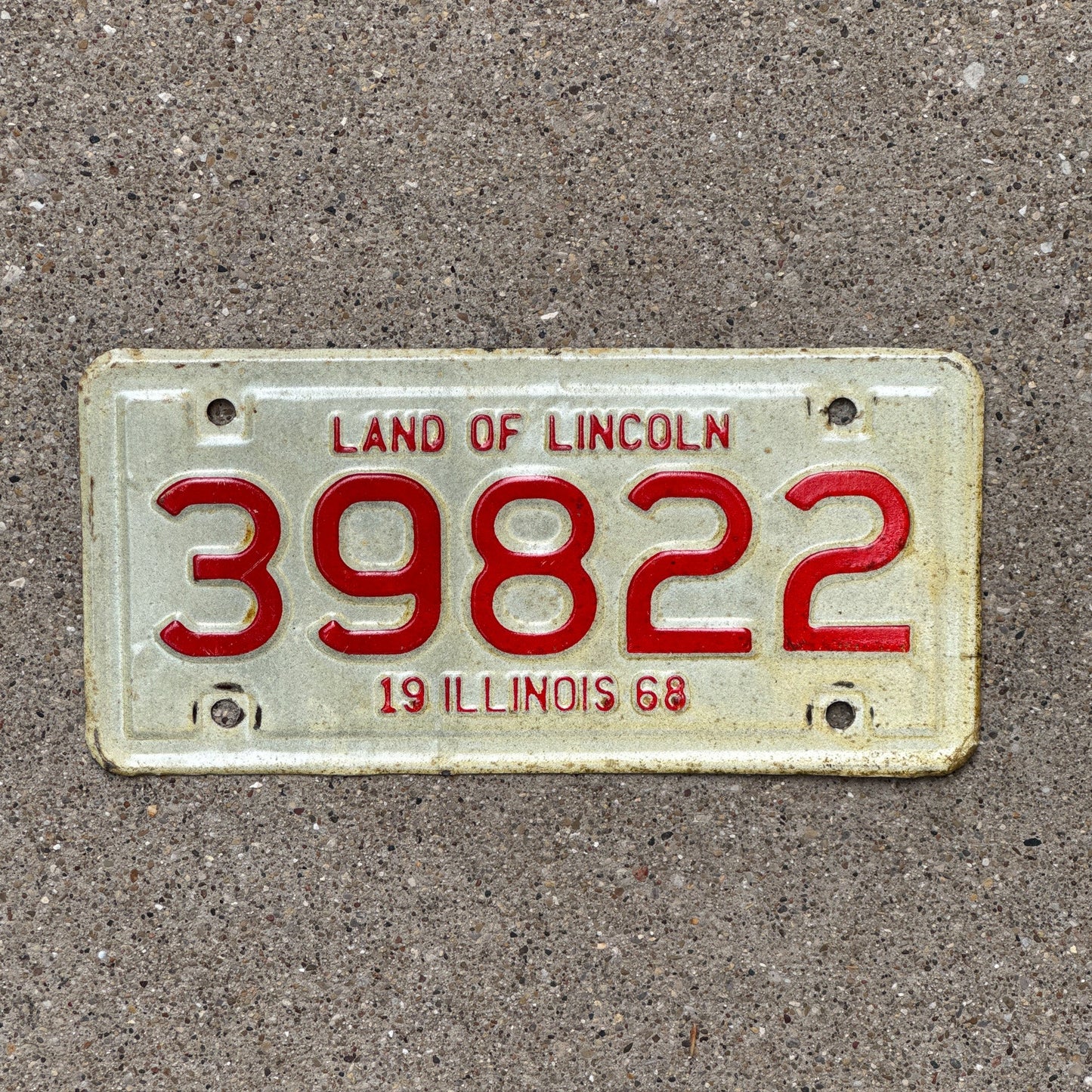 Photo of a 1968 Illinois Motorcycle License Plate Auto Tag Garage Decor Vintage 39822