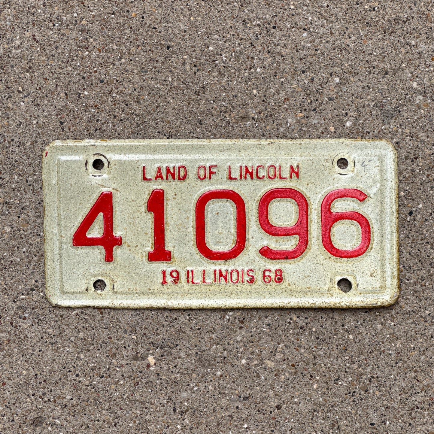 Photo of a 1968 Illinois Motorcycle License Plate Auto Tag Garage Decor Vintage 41096