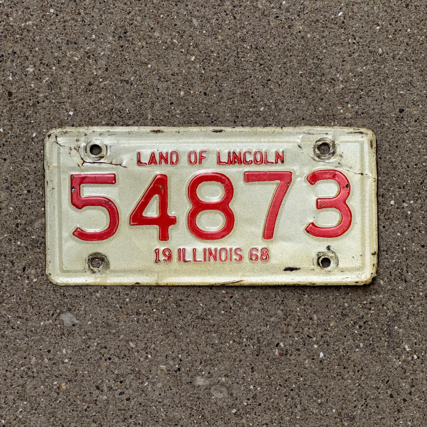Photo of a 1968 Illinois Motorcycle License Plate Auto Tag Garage Decor Vintage 54873
