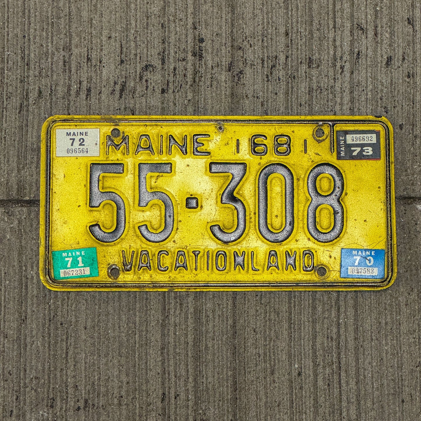 Photo of a 1968 Maine License Plate Auto Tag Garage Decor Vintage Vacationland 55 308