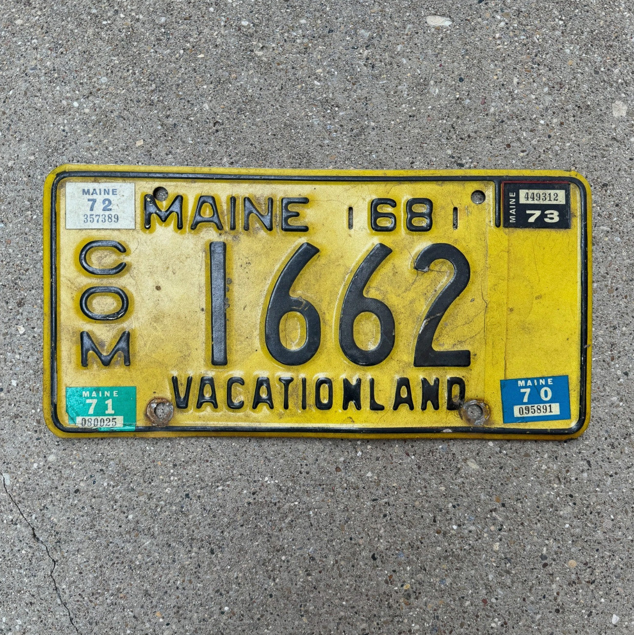 Photo of a 1968 Maine Truck License Plate Auto Tag Garage Decor Vintage Stickers 1662