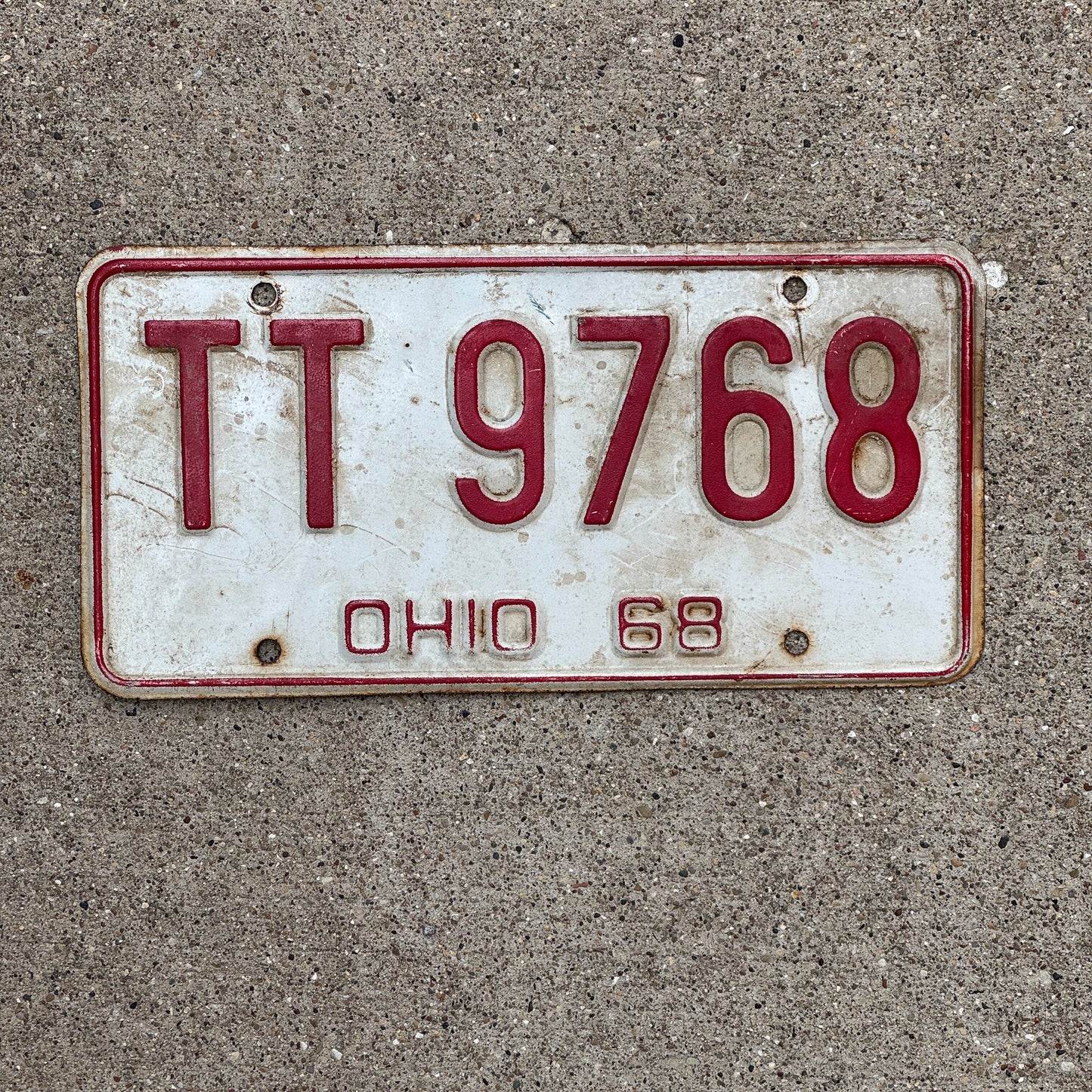 Photo of a 1968 Ohio License Plate Auto Tag Garage Decor Vintage TT 9768