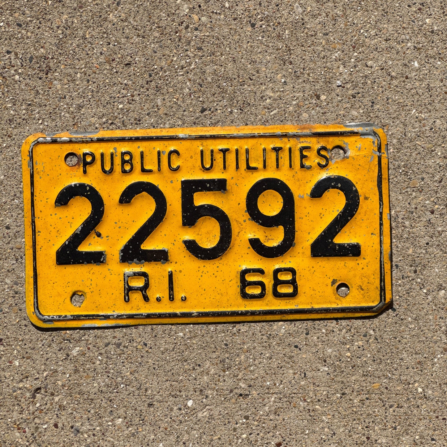 Photo of a 1968 Rhode Island Public Utilities License Plate Auto Tag Garage Decor Vintage Small Oddball 22592