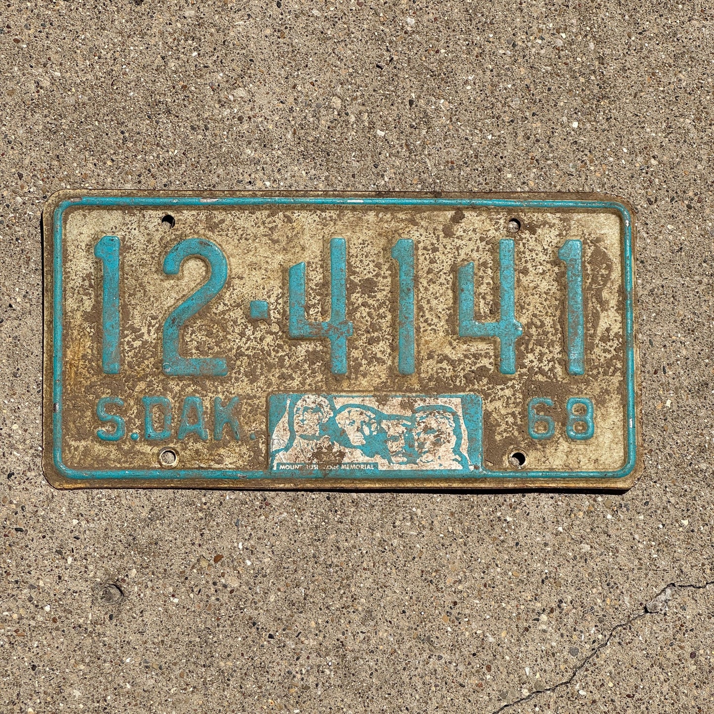 Photo of a 1968 South Dakota License Plate Auto Tag Garage Decor Vintage Bon Homme 12 4141