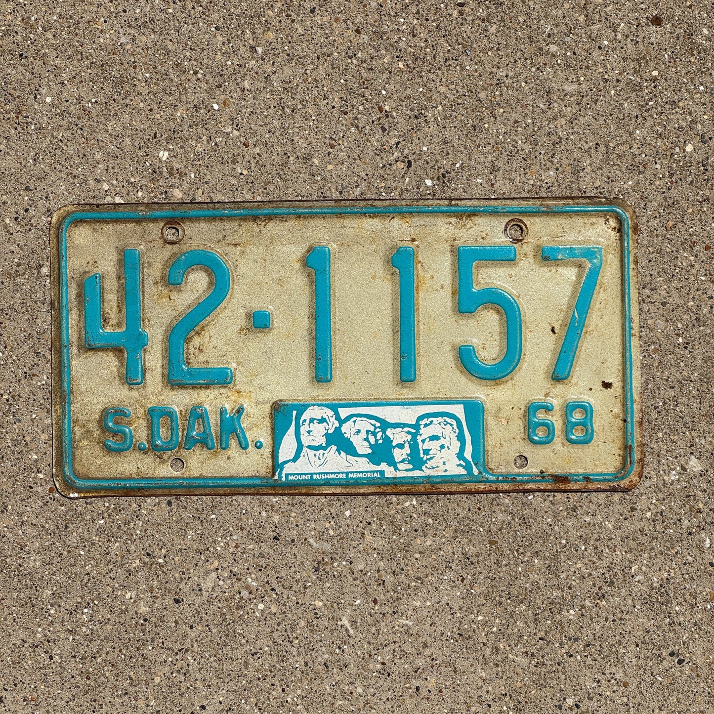 Photo of a 1968 South Dakota License Plate Auto Tag Garage Decor Vintage Kingsbury 42 1157