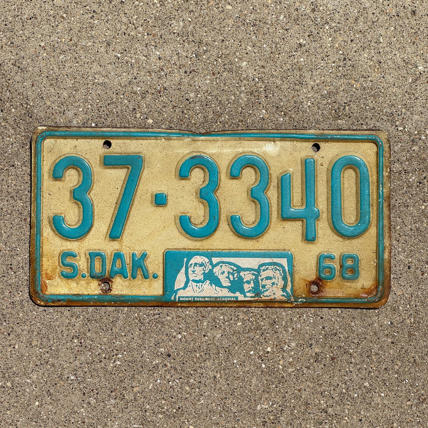 Photo of a 1968 South Dakota License Plate Auto Tag Garage Decor Vintage Tag 1 Hutchinson 37 3340