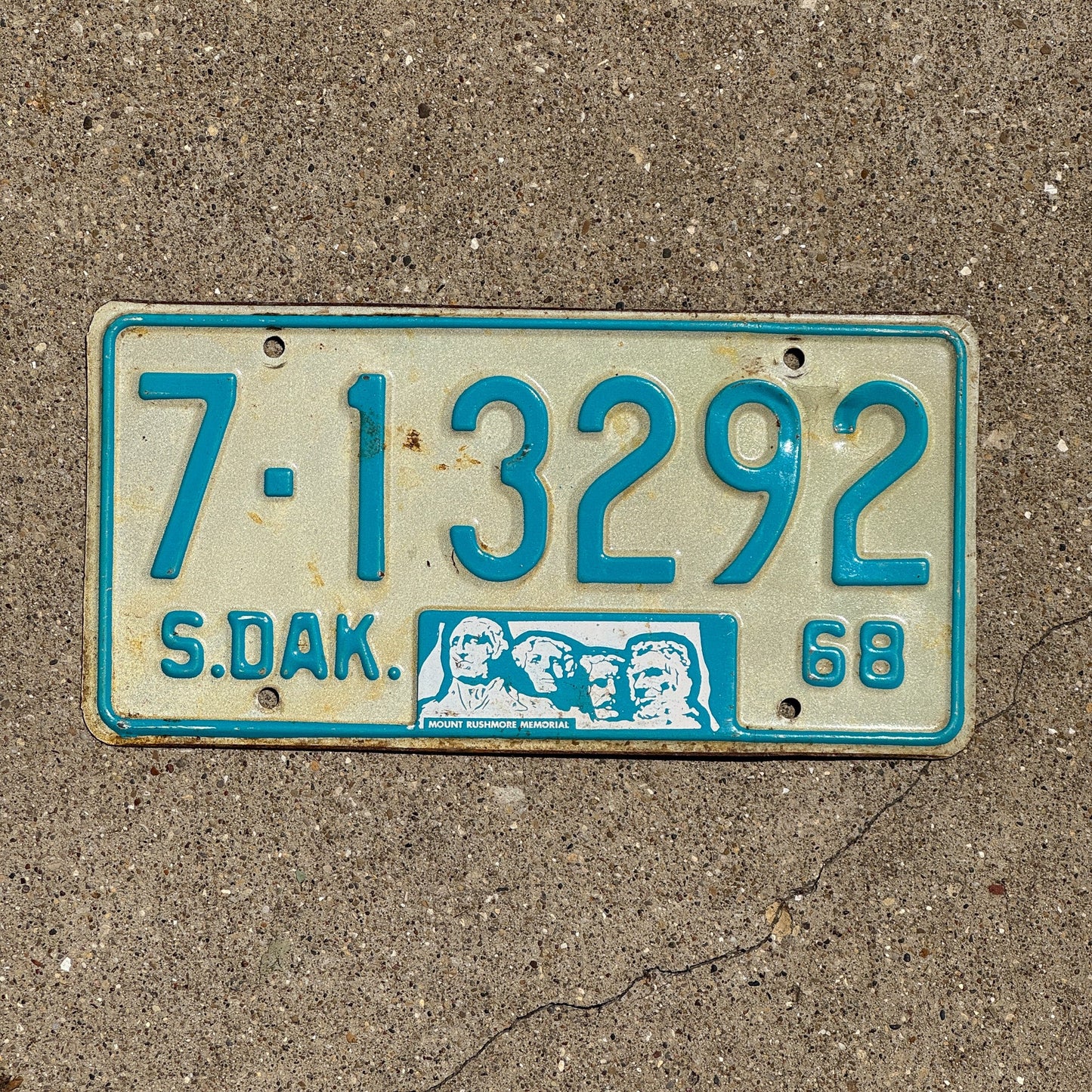 Photo of a 1968 South Dakota License Plate Auto Tag Garage Decor Vintage Yankton 7 13292