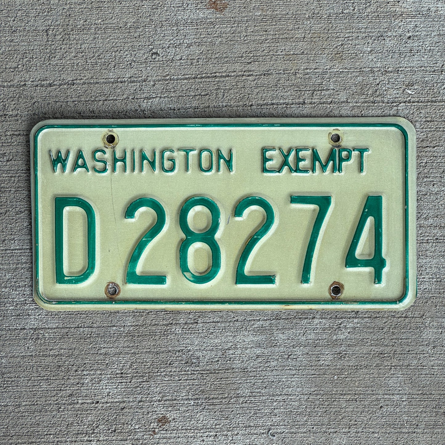 Photo of a 1968 Washington City Owned Exempt License Plate Auto Tag Garage Decor Vintage D 28274