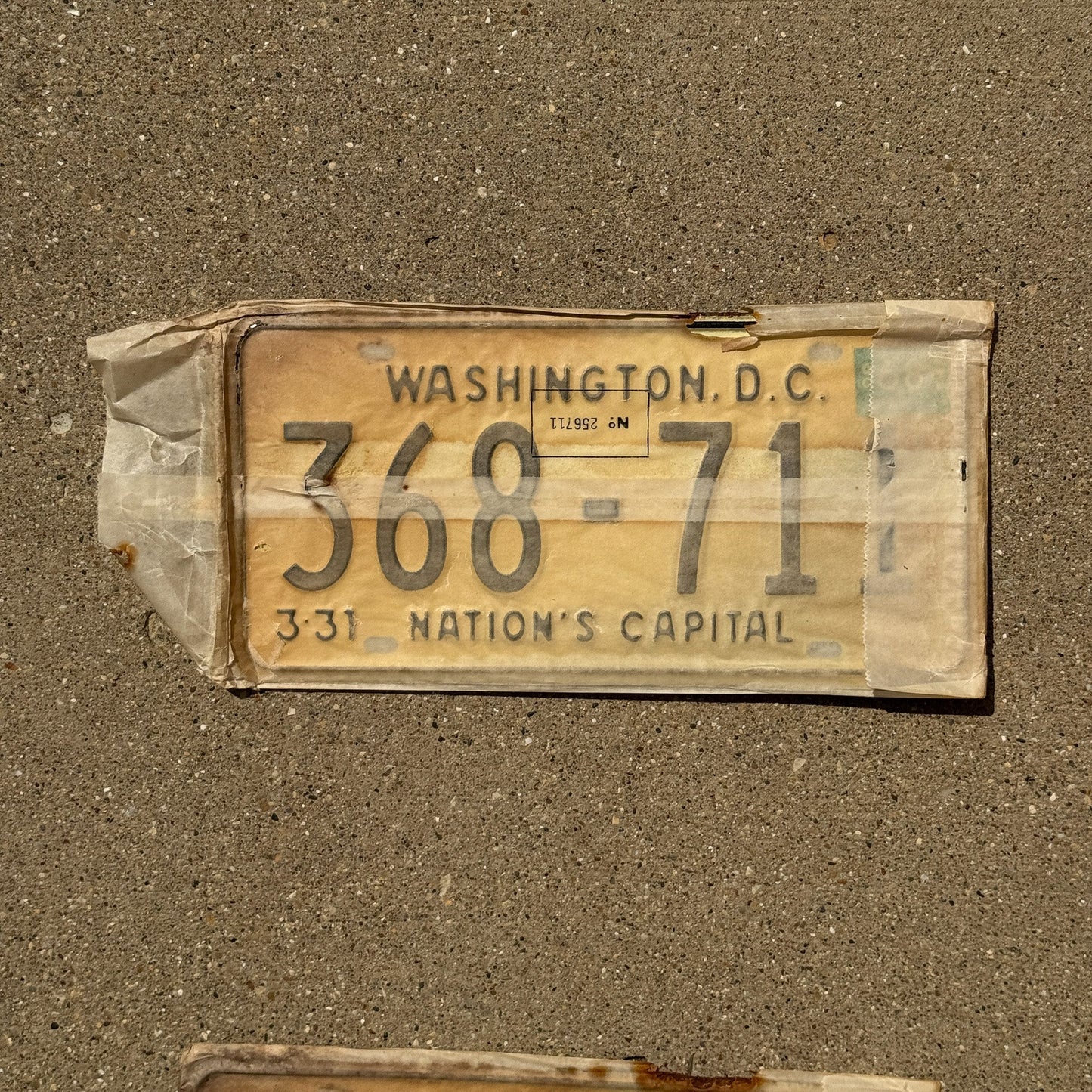 Photo of a 1968 Washington DC License Plate Auto Tag Garage Decor Vintage with Envelope 368 711