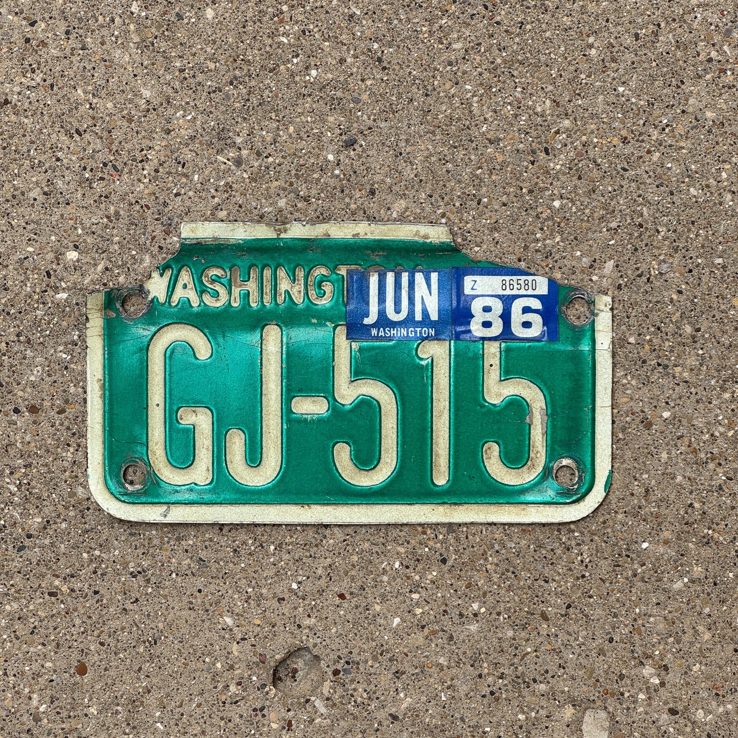 Photo of a 1968 Washington Motorcycle License Plate Auto Tag Garage Decor Vintage GJ 515