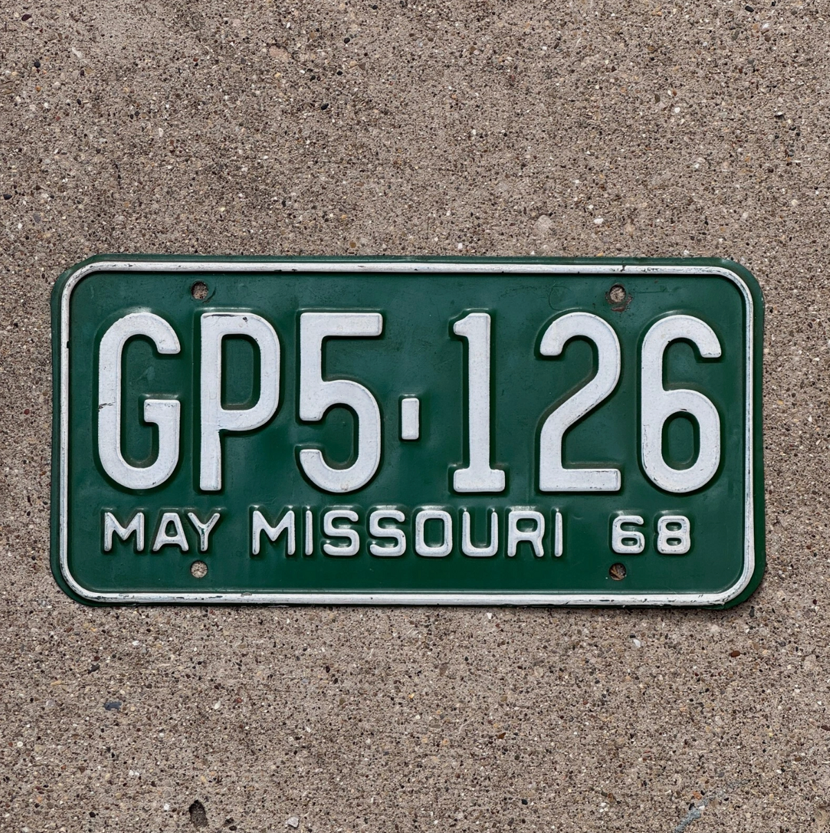 1968 Missouri License Plate Auto Tag Single Plate Year GP5 126