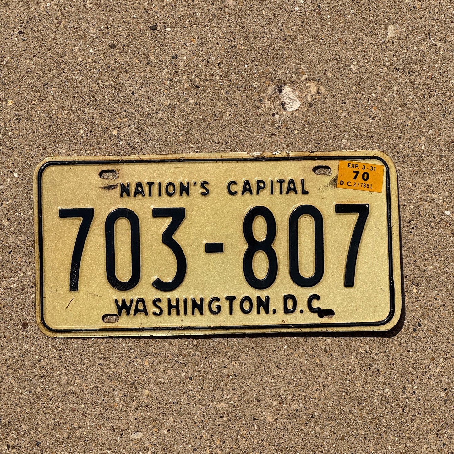 Photo of a 1969 1970 Washington DC License Plate Auto Tag Garage Decor Vintage 703 807