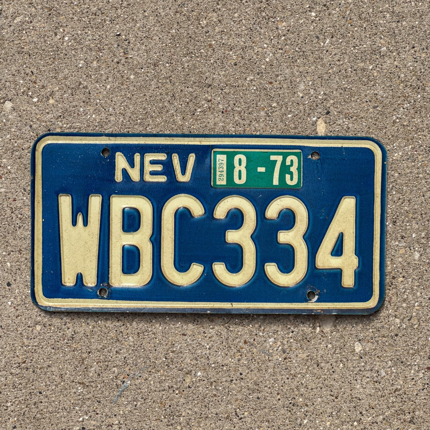 Photo of a 1969 1973 Nevada License Plate Auto Tag Garage Decor Vintage WBC 334
