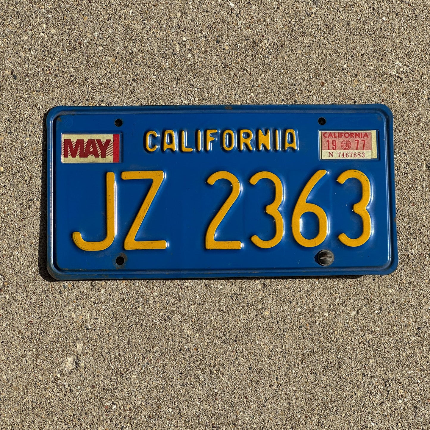 Photo of a 1969 California License Plate Auto Tag Garage Decor Vintage JZ 2363