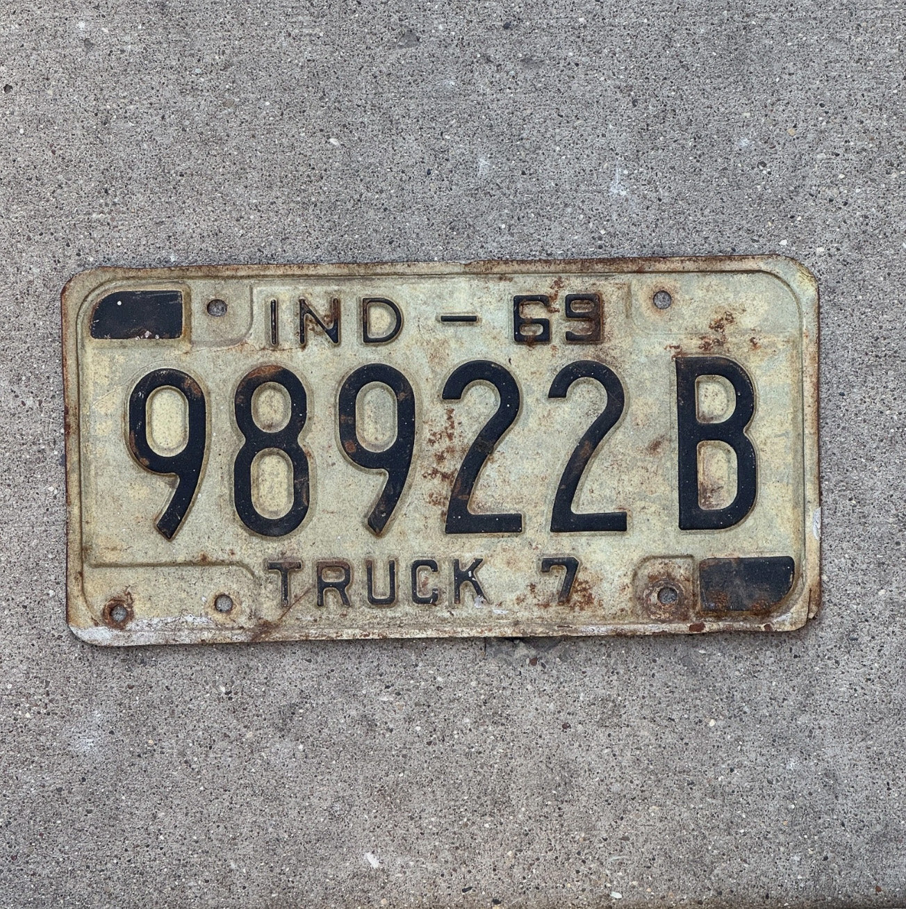 Photo of a 1969 Indiana Truck License Plate Auto Tag Garage Decor 98922 B