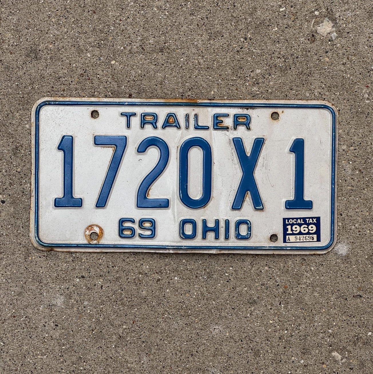 Photo of a 1969 Ohio Trailer License Plate Auto Tag Garage Decor 1720 X 1