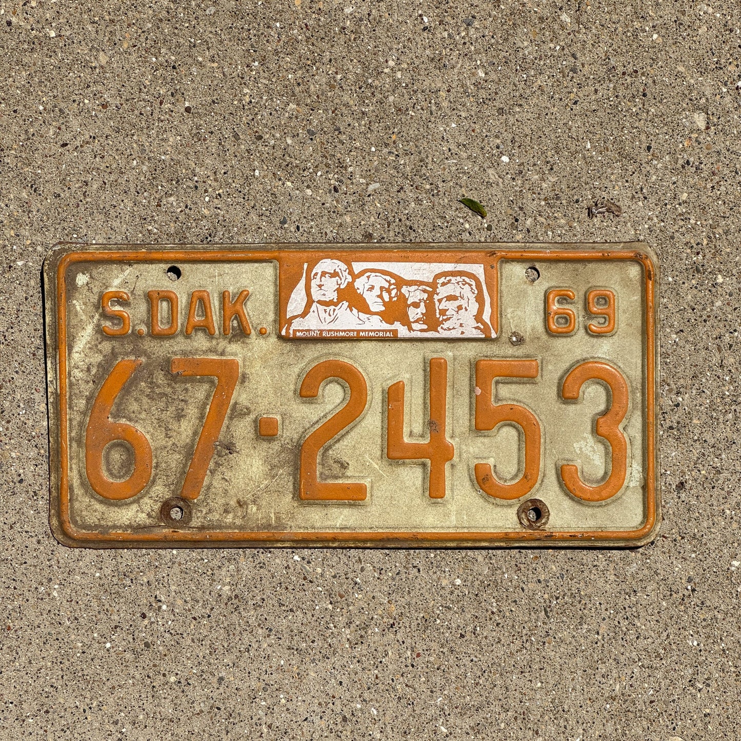 Photo of a 1969 South Dakota License Plate Auto Tag Garage Decor Vintage Todd 67 2453