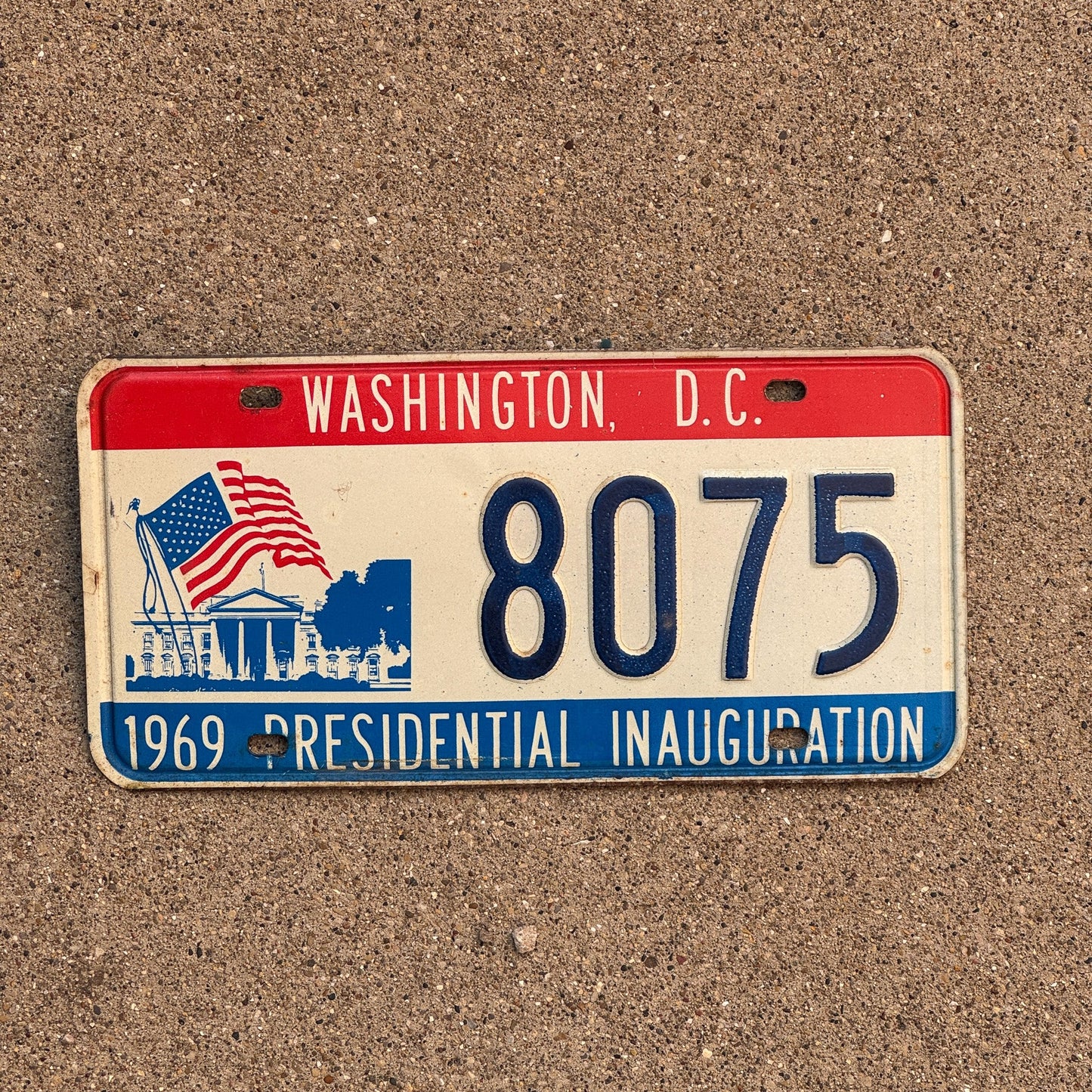 Photo of a 1969 Washington DC License Plate Auto Tag Garage Decor Vintage Nixon Inaugural Inauguration 8075