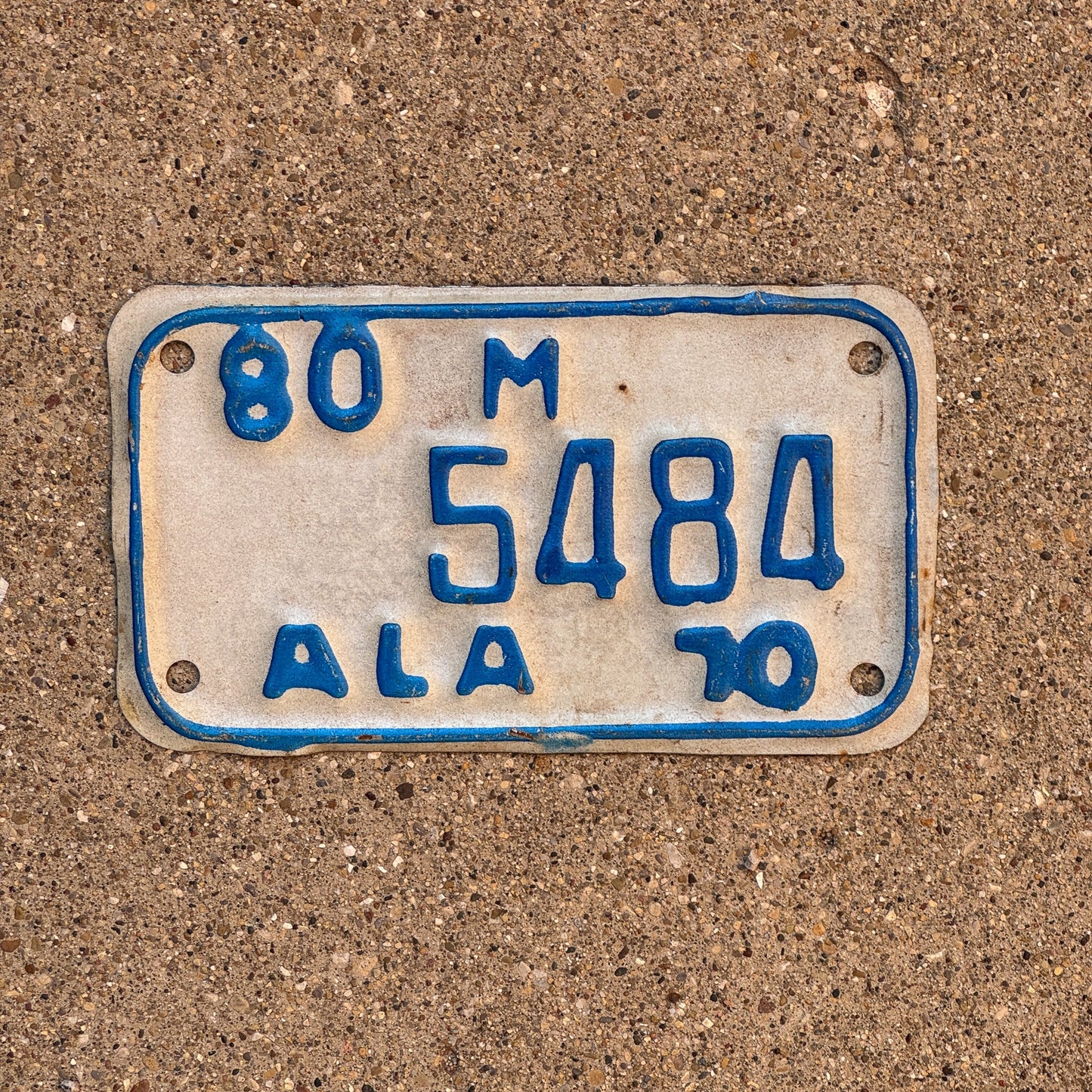 Photo of a 1970 Alabama Motorcycle License Plate Auto Tag Garage Decor Vintage Eighty 80 Prefix 5484