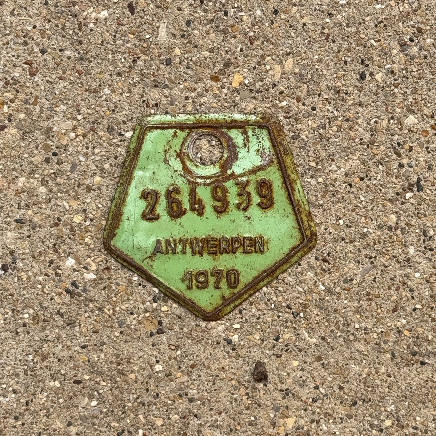 Photo of a 1970 Belgium Bicycle Auto Tag Garage Decor Vintage Antwerpen 264939