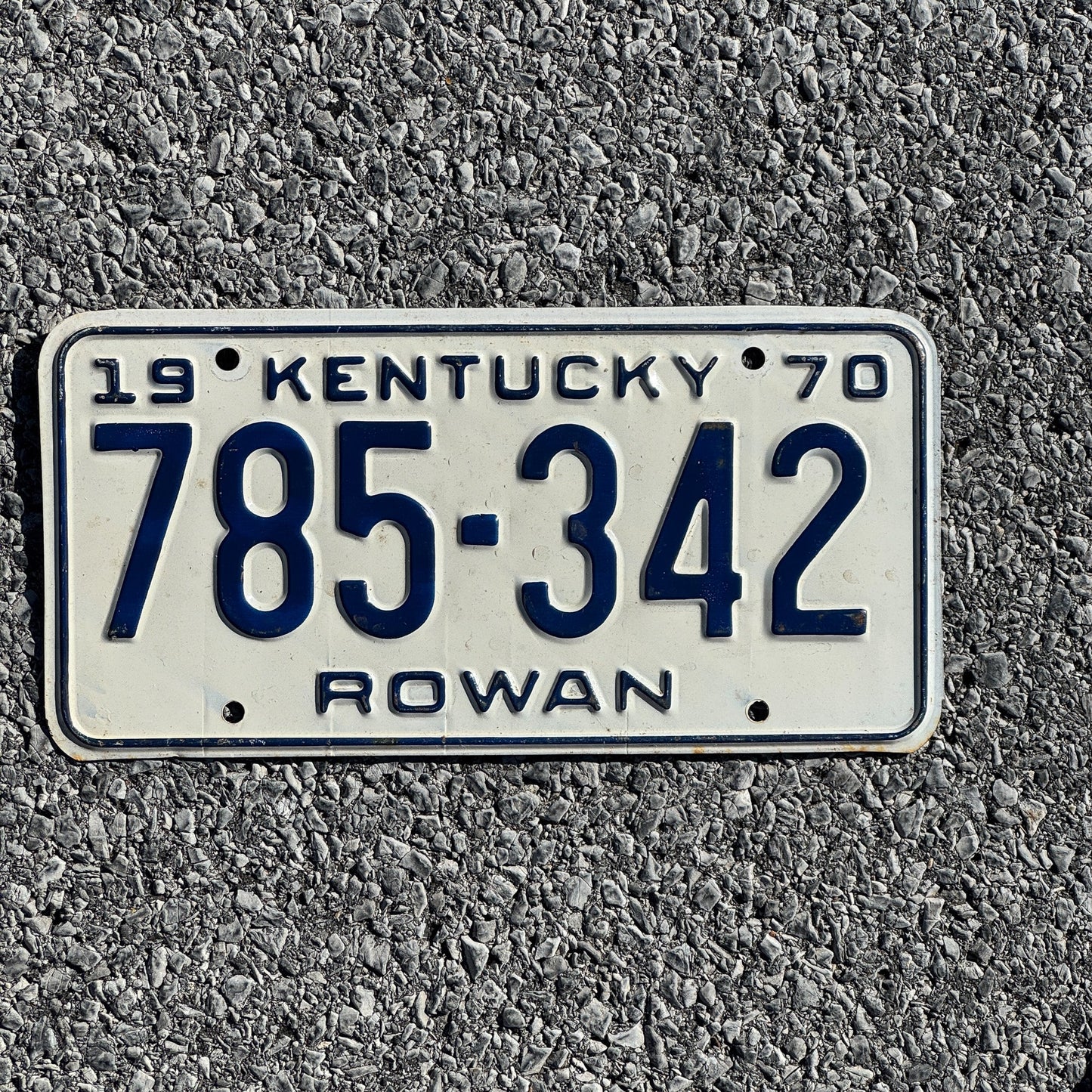 Photo of a 1970 Kentucky License Plate Auto Tag Garage Decor Vintage Rowan County 785 342