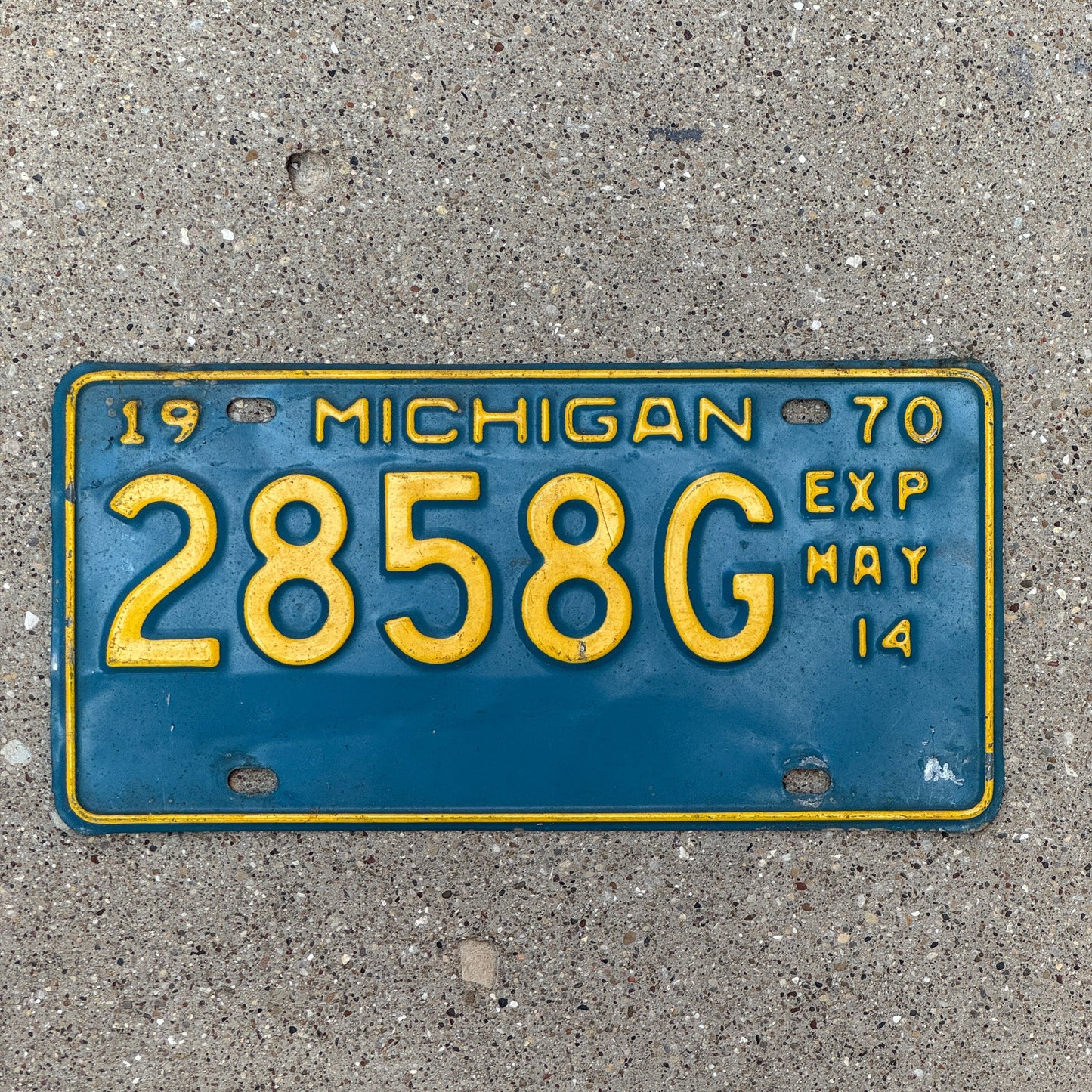 Photo of a 1970 Michigan Truck Half Year License Plate Auto Tag Garage Decor Vintage 2858 G