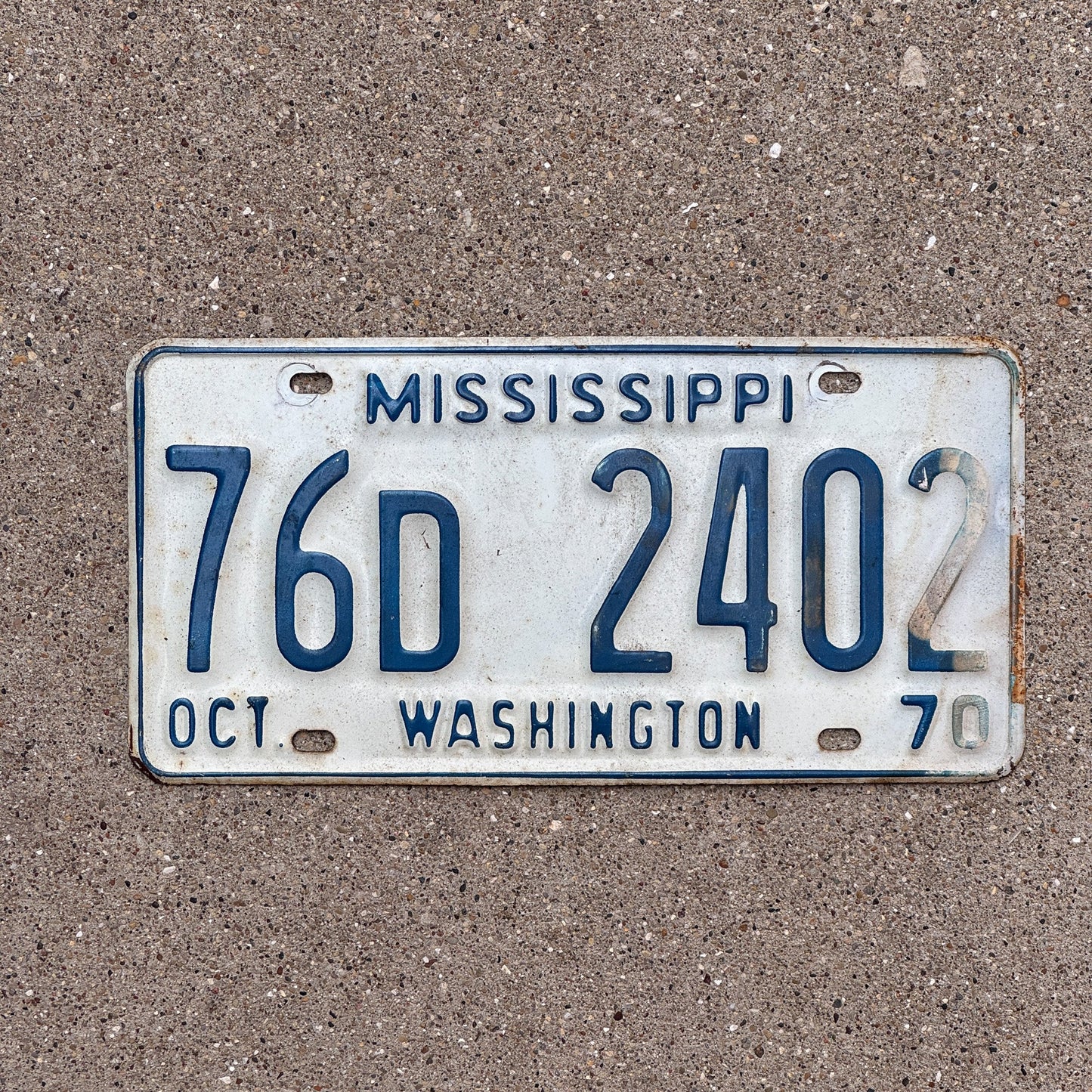 Photo of a 1970 Mississippi License Plate Auto Tag Garage Decor Vintage 76D 2402