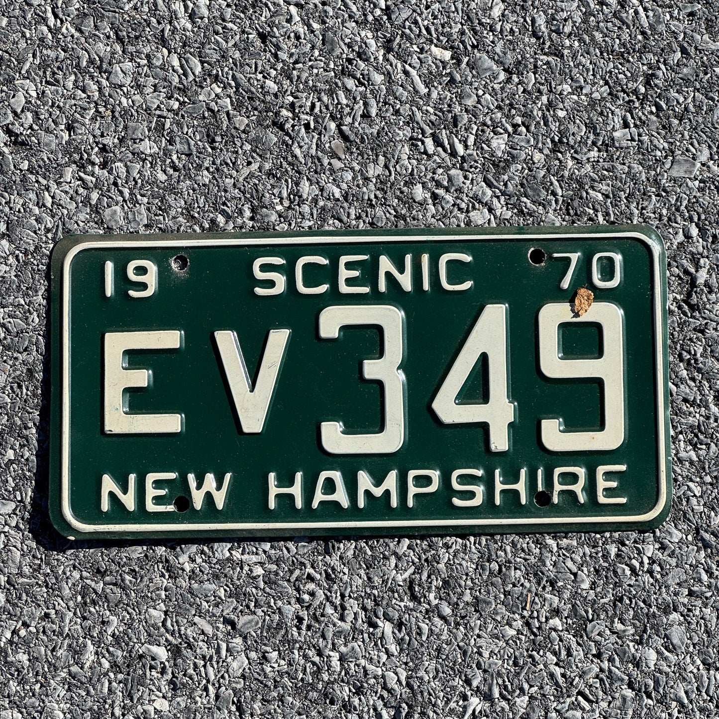 Photo of a 1970 New Hampshire License Plate Auto Tag 2 Garage Decor EV 349