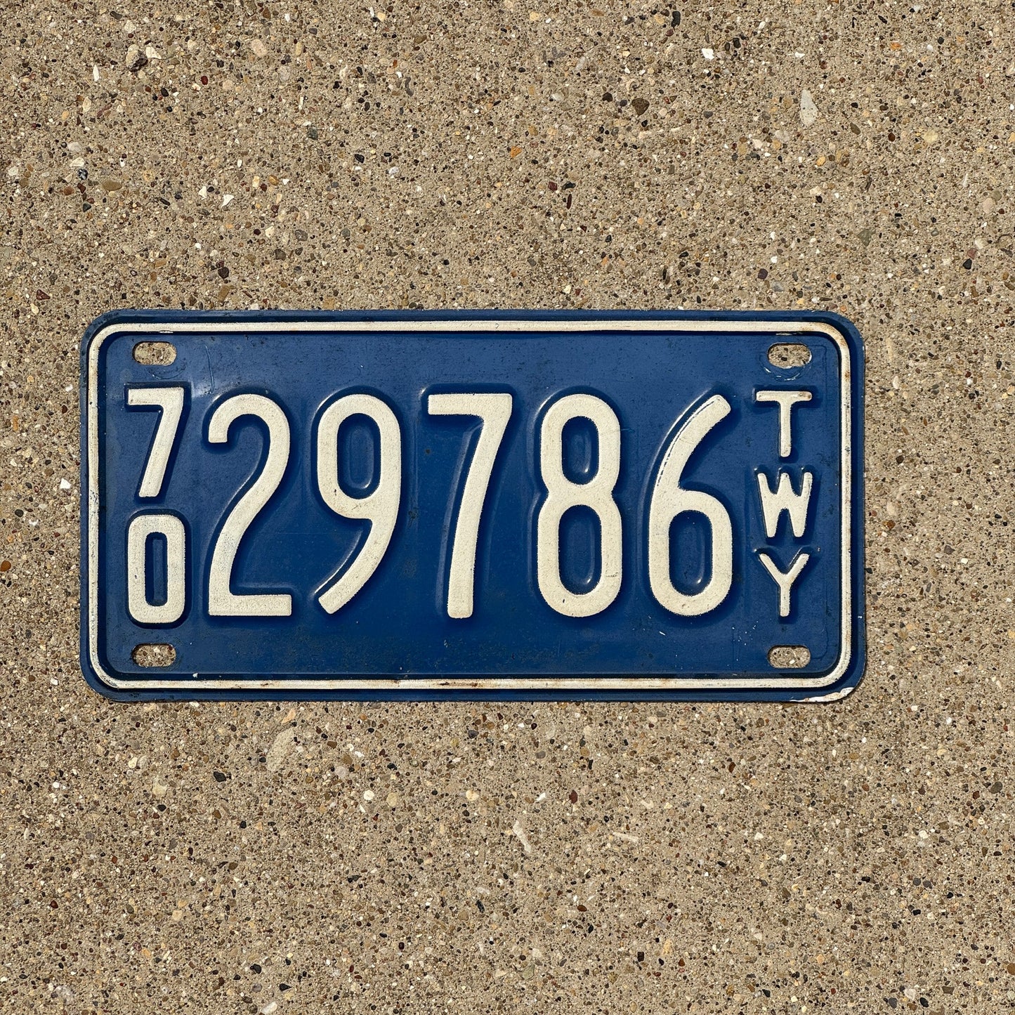 Photo of a 1970 New York Thruway License Plate Auto Tag Garage Decor Vintage 29786