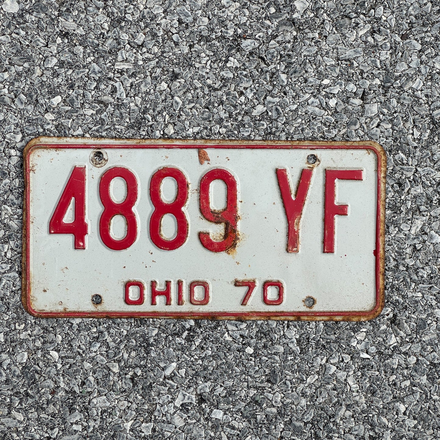 Photo of a 1970 Ohio License Plate Auto Tag Garage Decor Vintage 4889 YF