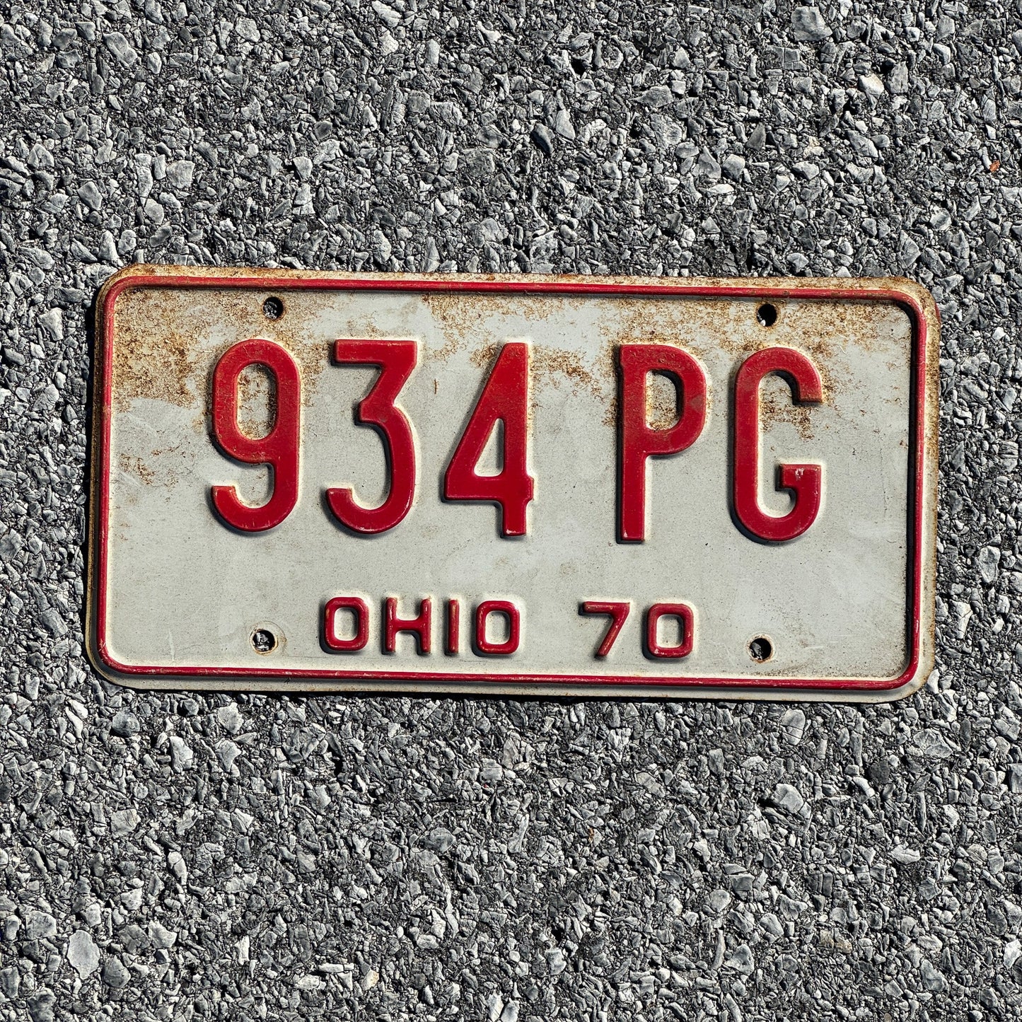 Photo of a 1970 Ohio License Plate Auto Tag Garage Decor Vintage 934 PG