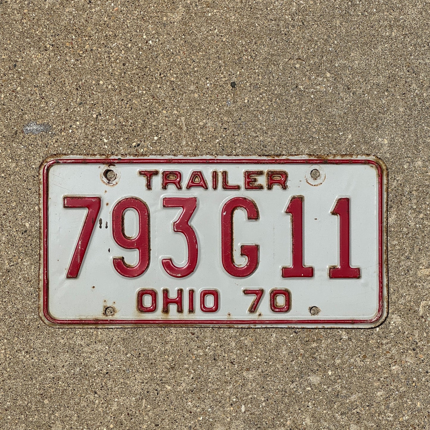 Photo of a 1970 Ohio Trailer License Plate Auto Tag Garage Decor Vintage 793 G 11