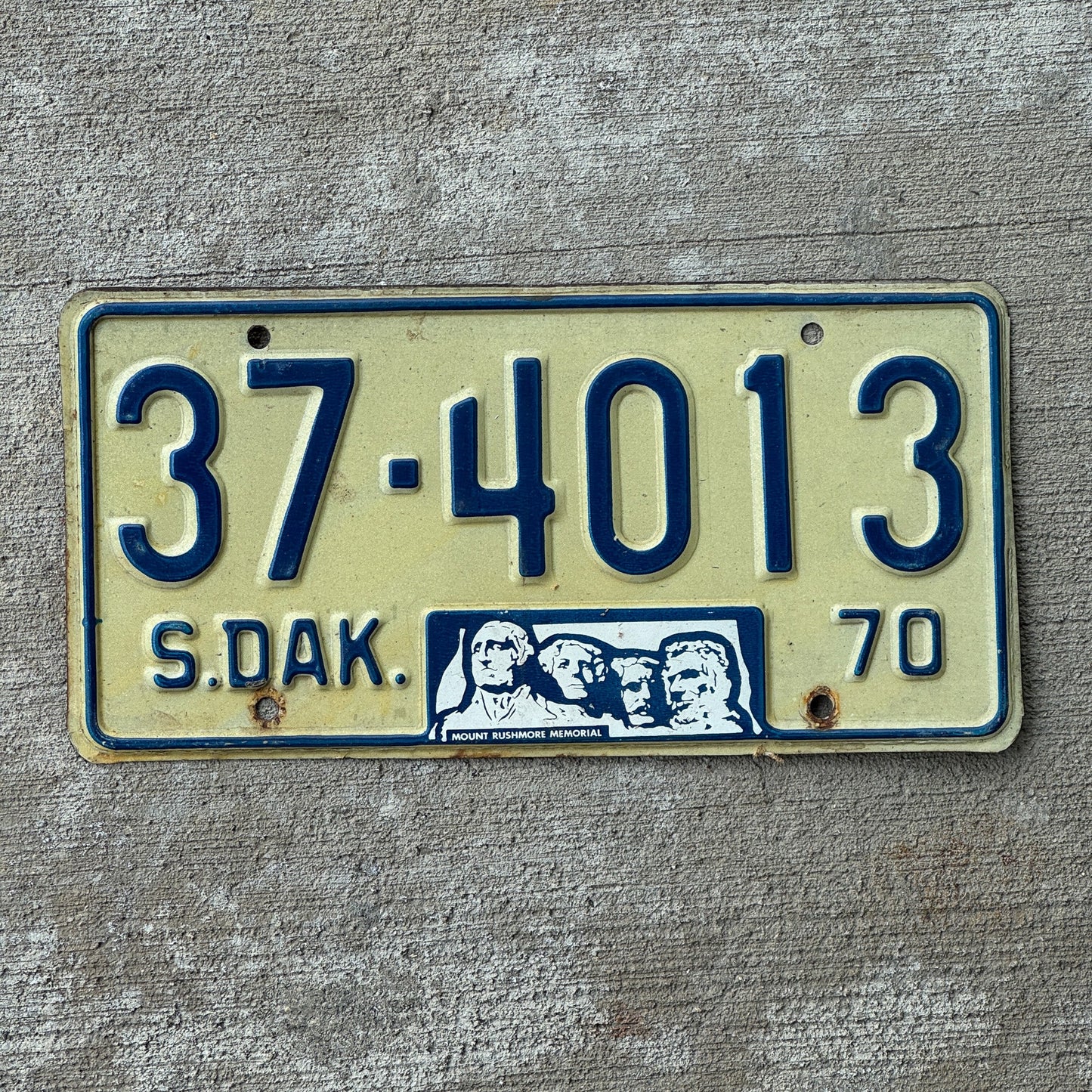 Photo of a 1970 South Dakota License Plate Auto Tag Garage Decor Vintage Hutchinson 37 4013