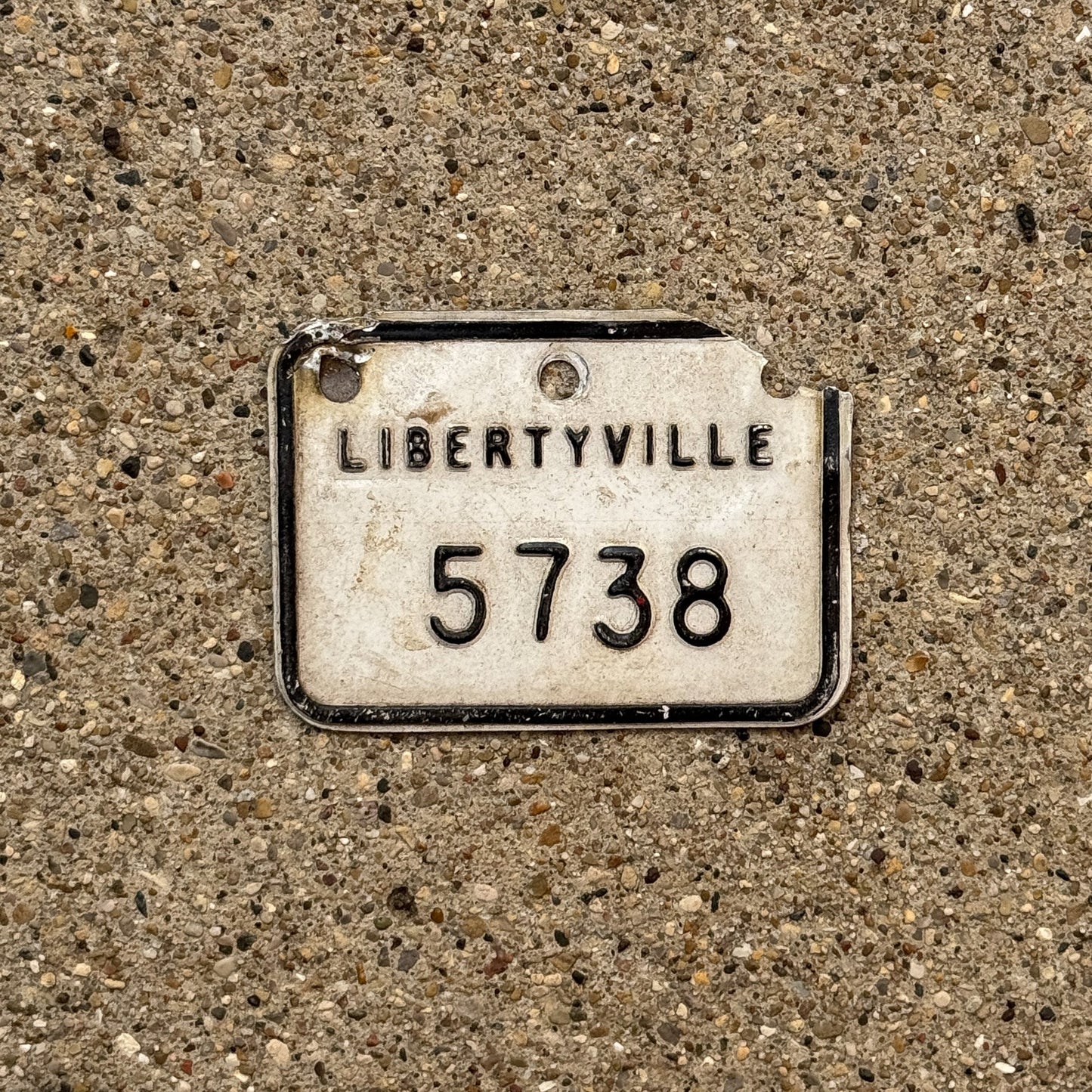 Photo of a 1970s Era Illinois Bicycle Auto Tag Garage Decor Vintage Libertyville 5738