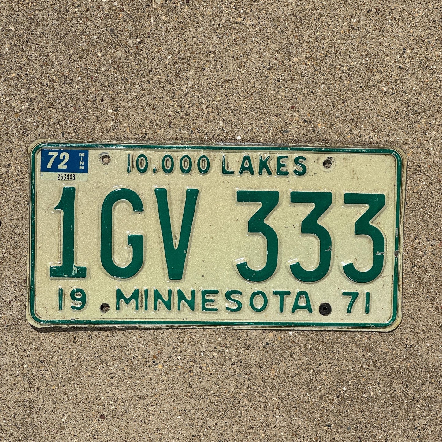 Photo of a 1971 1972 Minnesota License Plate Auto Tag Garage Decor Vintage Repeat Repeating 1GV 333